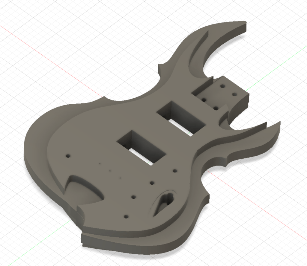 Shaded Cad rendering of guitar